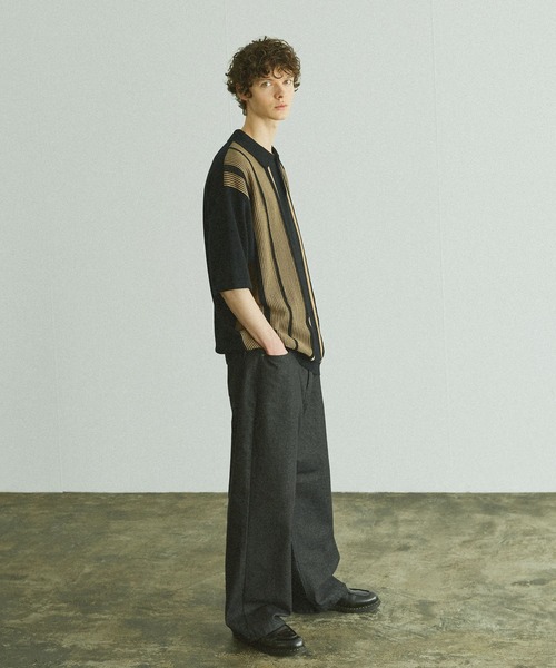 「Bleme」 半袖ニット M ブラック メンズ_画像2