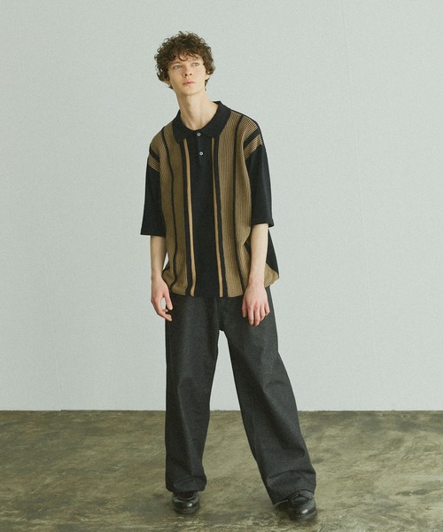 「Bleme」 半袖ニット M ブラック メンズ_画像8