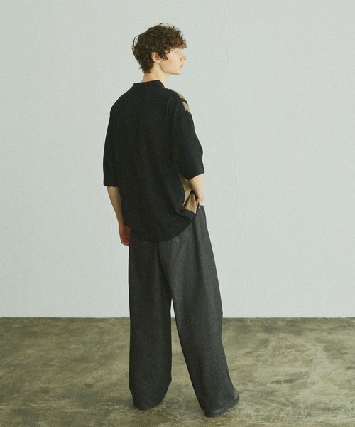 「Bleme」 半袖ニット M ブラック メンズ_画像9