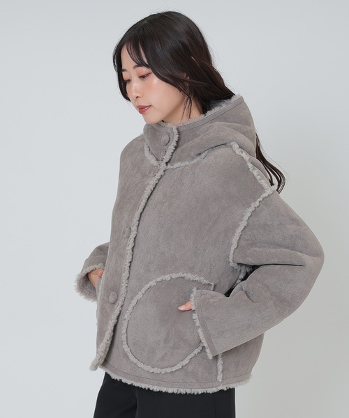SUWDEE ムートンコート ボアコート mouton boa reversible hooded coat