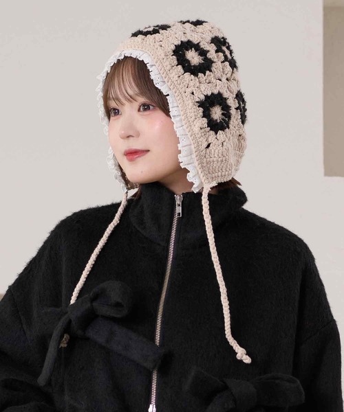 kutir（クティール） ニット帽 ニットキャップ kutirlune／クロシェ風