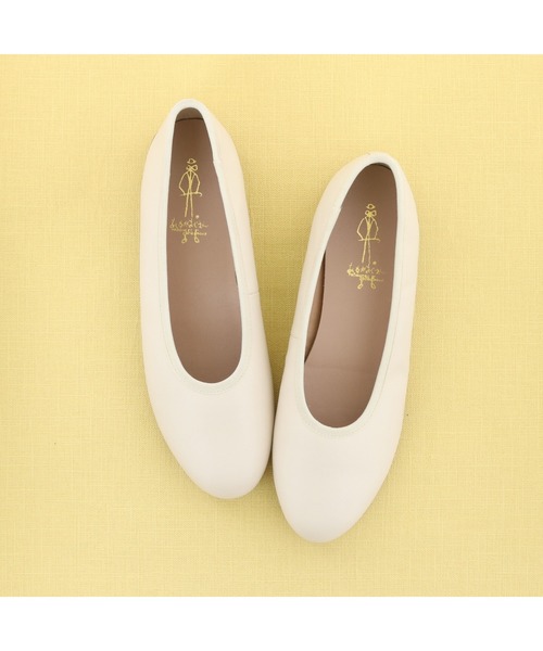 「あしながおじさん」 フラットパンプス 22.5cm グレイッシュベージュ レディース_画像2