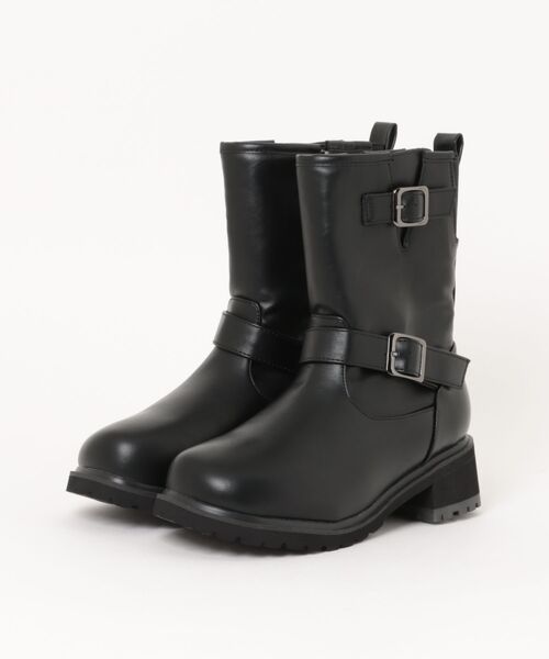 la farfa ラファーファ レディース ヒールエンジニアブーツ【幅広4E/大きいサイズ】取り外せる二重中敷で調節可能 6000 ブラック la farfa（ラファーファ） ブーツ レディース ヒールエンジニアブーツ