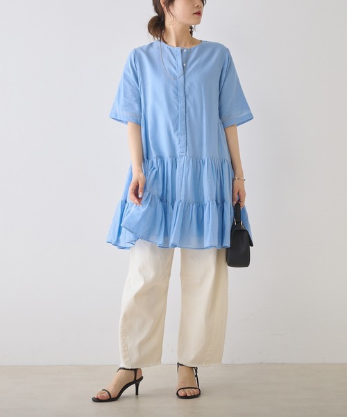 「PUAL CE CIN」 半袖ワンピース FREE ブルー レディース_画像4