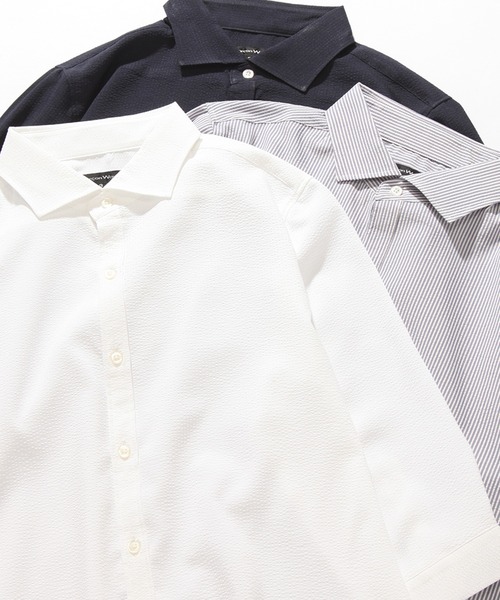 「CORPUS SELECT」 「Garcon Wave」7分袖シャツ MEDIUM ホワイト メンズ_画像4