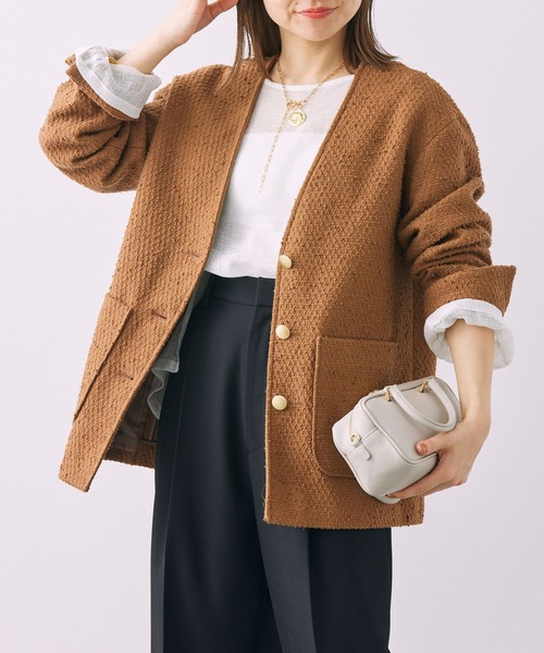 BABYLONE（バビロン） ノーカラージャケット フリー キャメル