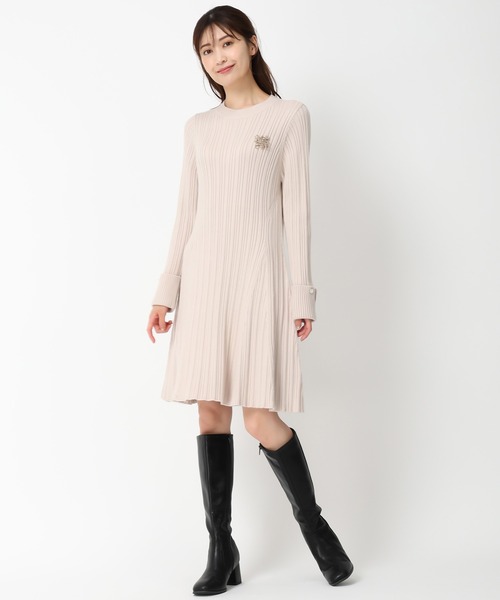 「MISCH MASCH」 ニットワンピース フリ- ワイン レディース_画像4
