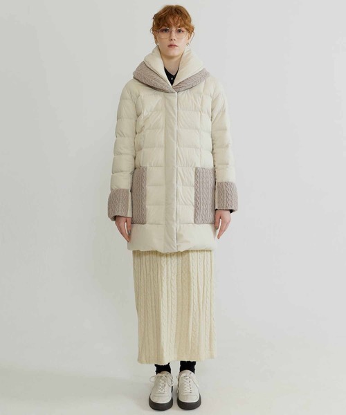 ダウンコート ダウンジャケット 「YOSOOU/ヨソオウ」Two Piece Collar Knit Coat/ツーピースカラーニットコートの画像