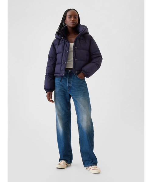 GAP ダウンジャケット S ホワイト セール】ヘビーウェイト パファージャケット（ダウンジャケット/コート