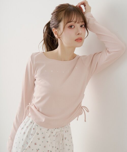 Chico（チコ） tシャツ ラインストーンロゴロンT レディース