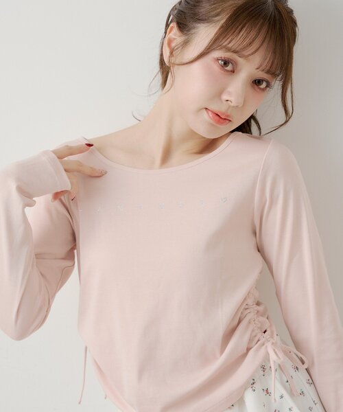 Chico（チコ） tシャツ ラインストーンロゴロンT レディース