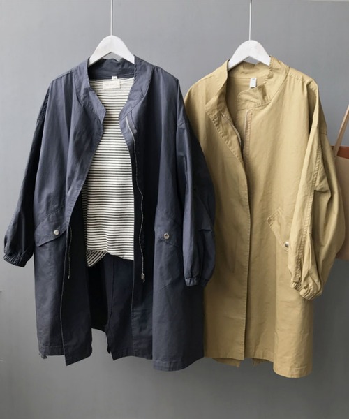 「aimoha」 ノーカラーコート MEDIUM ブラック レディース_画像3