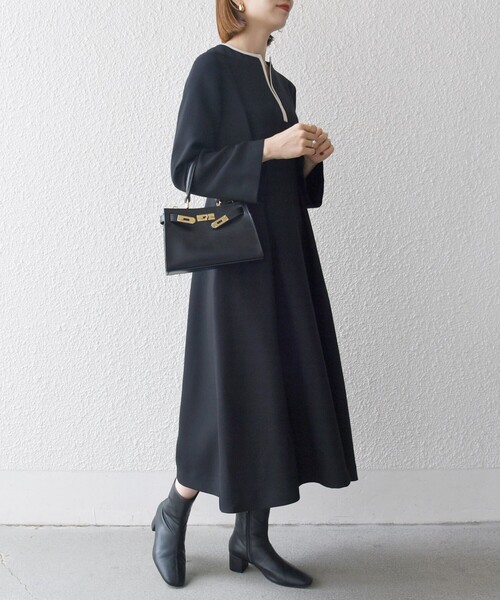 「SHIPS any」 長袖ワンピース ONE SIZE ブラック レディース_画像3