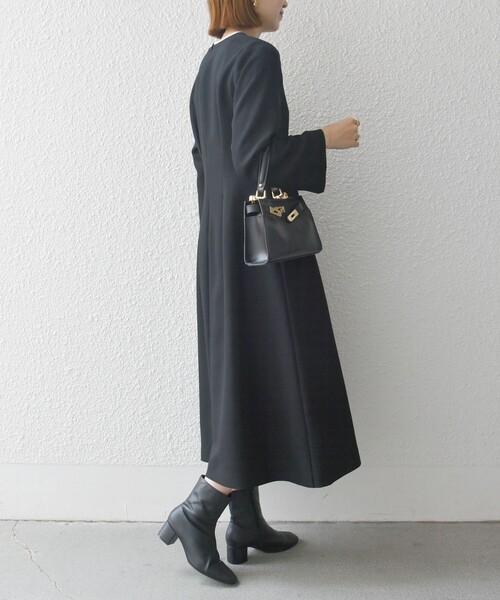 「SHIPS any」 長袖ワンピース ONE SIZE ブラック レディース_画像4