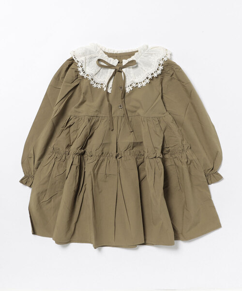 「aimoha」 「KIDS」長袖ワンピース 120 ブラウン キッズ_画像6