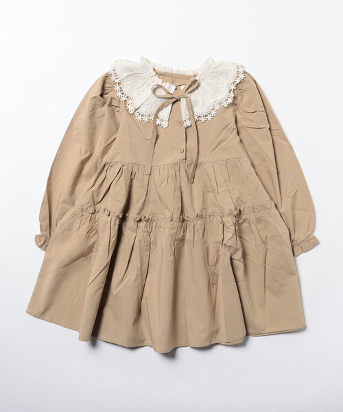 「aimoha」 「KIDS」長袖ワンピース 120 ブラウン キッズ_画像7