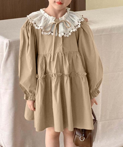 「aimoha」 「KIDS」長袖ワンピース 120 ブラウン キッズ_画像9