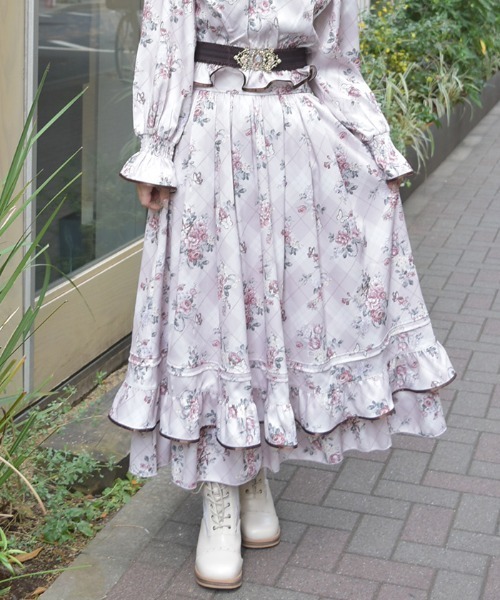 axes femme（アクシーズ ファム） スカート チェック×フラワー柄
