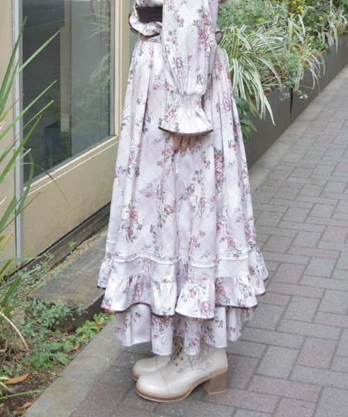 axes femme ピンク チェック スカート axes femme（アクシーズ ファム） スカート チェックギャザーイレヘム