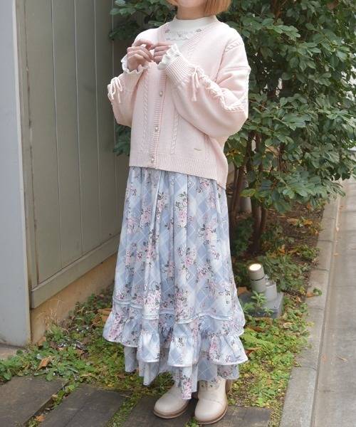 axes femme（アクシーズ ファム） スカート チェック×フラワー柄