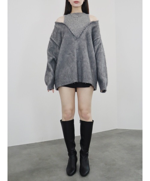 「Reurie'」 長袖ニット FREE グレー レディース_画像8