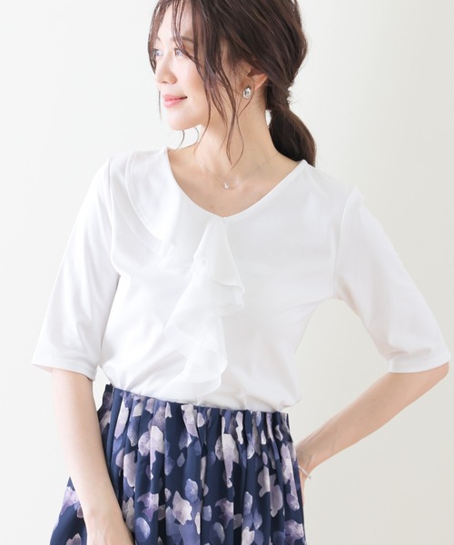 GLACIER lusso（グラシアルッソ） tシャツ アシメフリルトップス