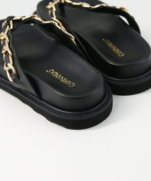「CAMINANDO」 フラットサンダル 37 ブラック レディース_画像9
