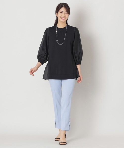 TO BE CHIC★新品★7分袖チュニック 黒 TO BE CHIC（トゥー ビー シック） 7分袖ニット 40 ブラック