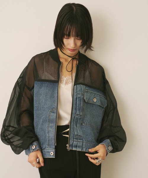 AIC. ブルゾン アウター デニムコンビネーションシアーブルゾン 