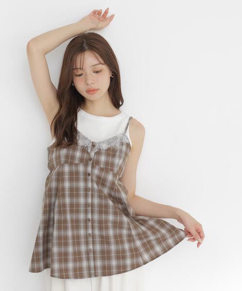tシャツ 「ａ」レースペプラムタンク / 1216169502 レディースの画像