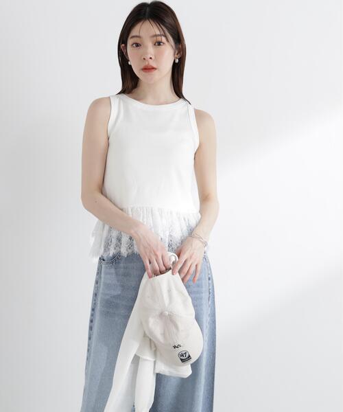 tシャツ 「ａ」レースペプラムタンク / 1216169502 レディースの画像