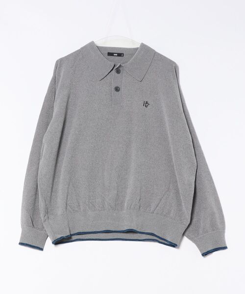 「HARE」 長袖ポロシャツ SMALL グレー メンズ_画像2