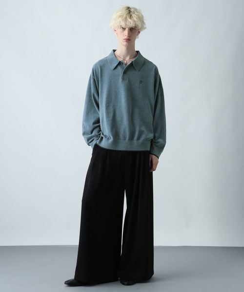 「HARE」 長袖ポロシャツ SMALL グレー メンズ_画像3