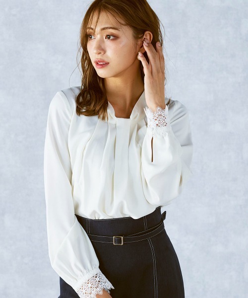 「QUEENS COURT」 長袖ブラウス M ベージュ レディース_画像5