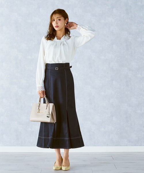 「QUEENS COURT」 長袖ブラウス M ベージュ レディース_画像7