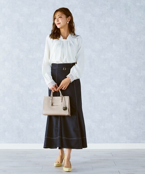 「QUEENS COURT」 長袖ブラウス M ベージュ レディース_画像8