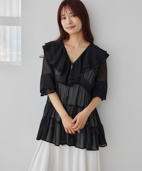 「mysty woman」 長袖ブラウス FREE ブラック レディース_画像5