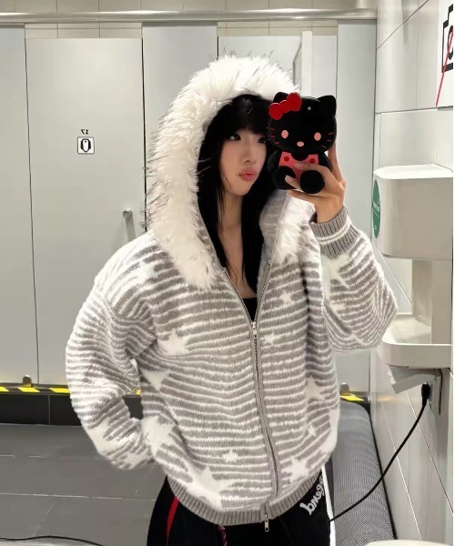 AsRiRe パーカー 26aw 三色展開/ユニセックス スターボーダー柄