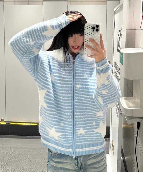 AsRiRe パーカー 26aw 三色展開/ユニセックス スターボーダー柄