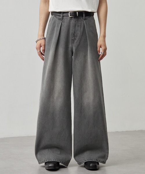 CALLNE ワイドパンツ ジーンズ 「CALLNE」1Tuck Wide Straight Deinm