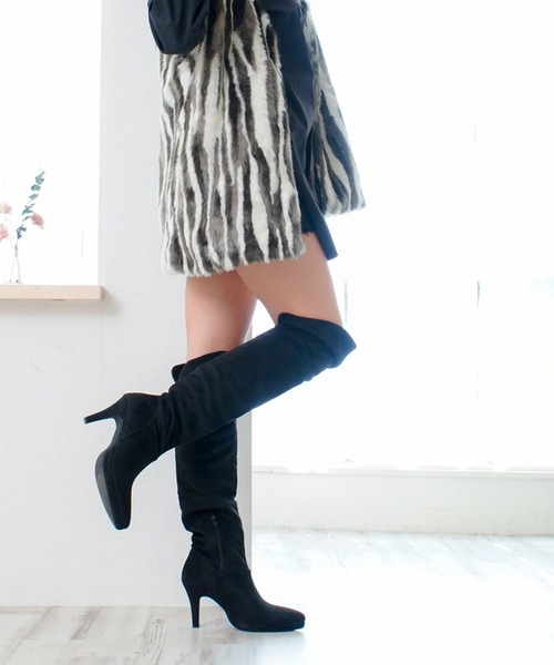 AmiAmi（アミアミ） ブーツ ポインテッドトゥ ストレッチロングブーツ