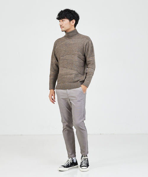 Camoshita タートルネック　ニット　グレー 46 ABAHOUSE GRAY セーター ニット 「スポンジタッチ」シャドーカモフラ