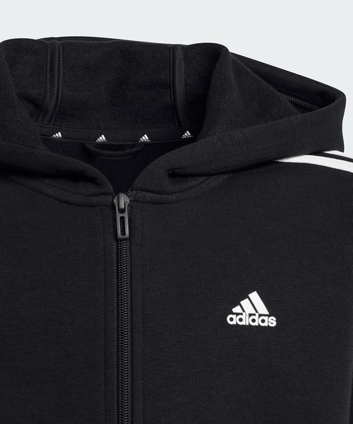 追跡便【adidas】エッセンシャル3ストライプフリースパーカー adidas パーカー エッセンシャルズ スリーストライプス フリース