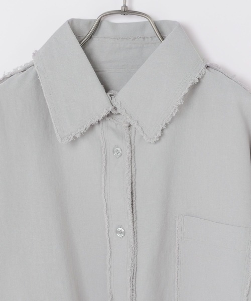 ブラウス シャツ 切りっぱシャツ レディース Heather ブラウス シャツ カットオフショートシャツ 105013