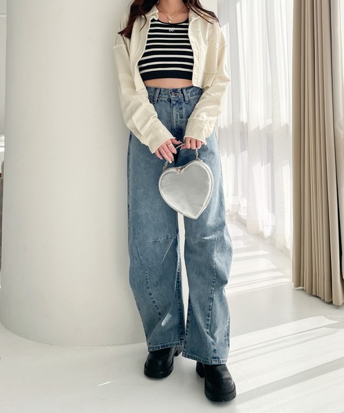 ブラウス シャツ 切りっぱシャツ レディース She's Closet ブラウス シャツ 襟付き長袖ワイドカフスオーバー
