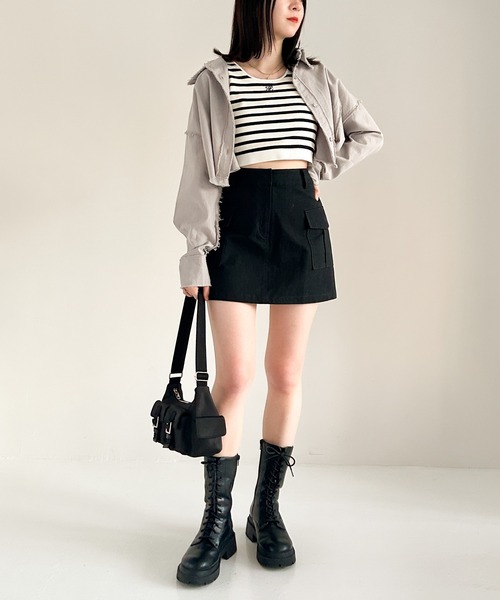 ブラウス シャツ 切りっぱシャツ レディース Heather ブラウス シャツ カットオフショートシャツ 105013