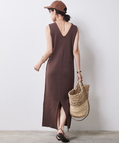 CHIC STYLE ワンピース 「大きいサイズ」Vネックロングニット