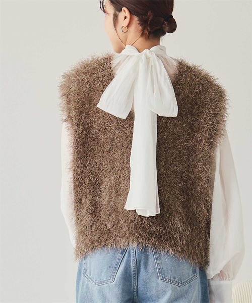 titivate（ティティベイト） ベスト ジレ 前後2wayVネックシャギー