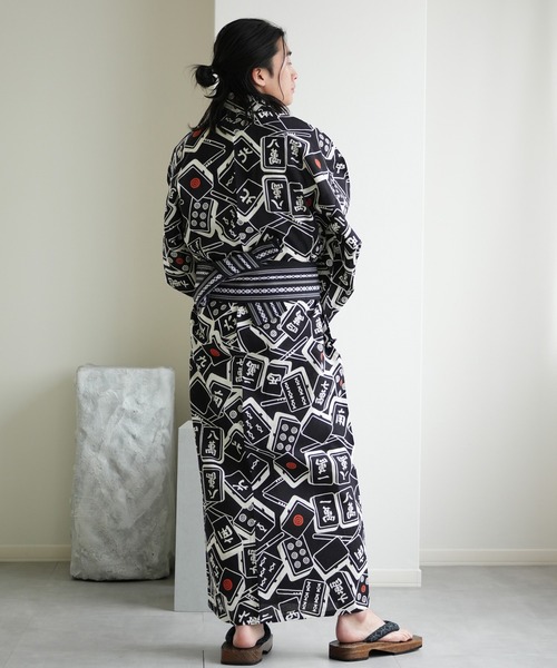 utatane 浴衣 手染め注染メンズ浴衣3点セット utatane×注染工房 黒地の