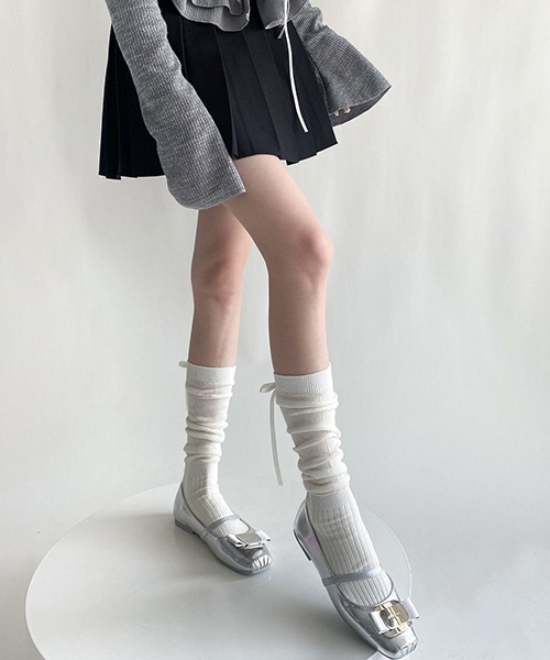 c.u.l 靴下 リボン シアーソックス cula907 レディース